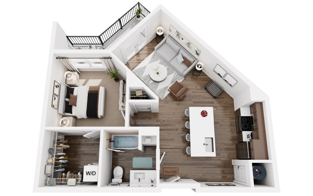 #5148 - 1 bedroom floorplan layout with 1 bathroom and 732 square feet (3D)
